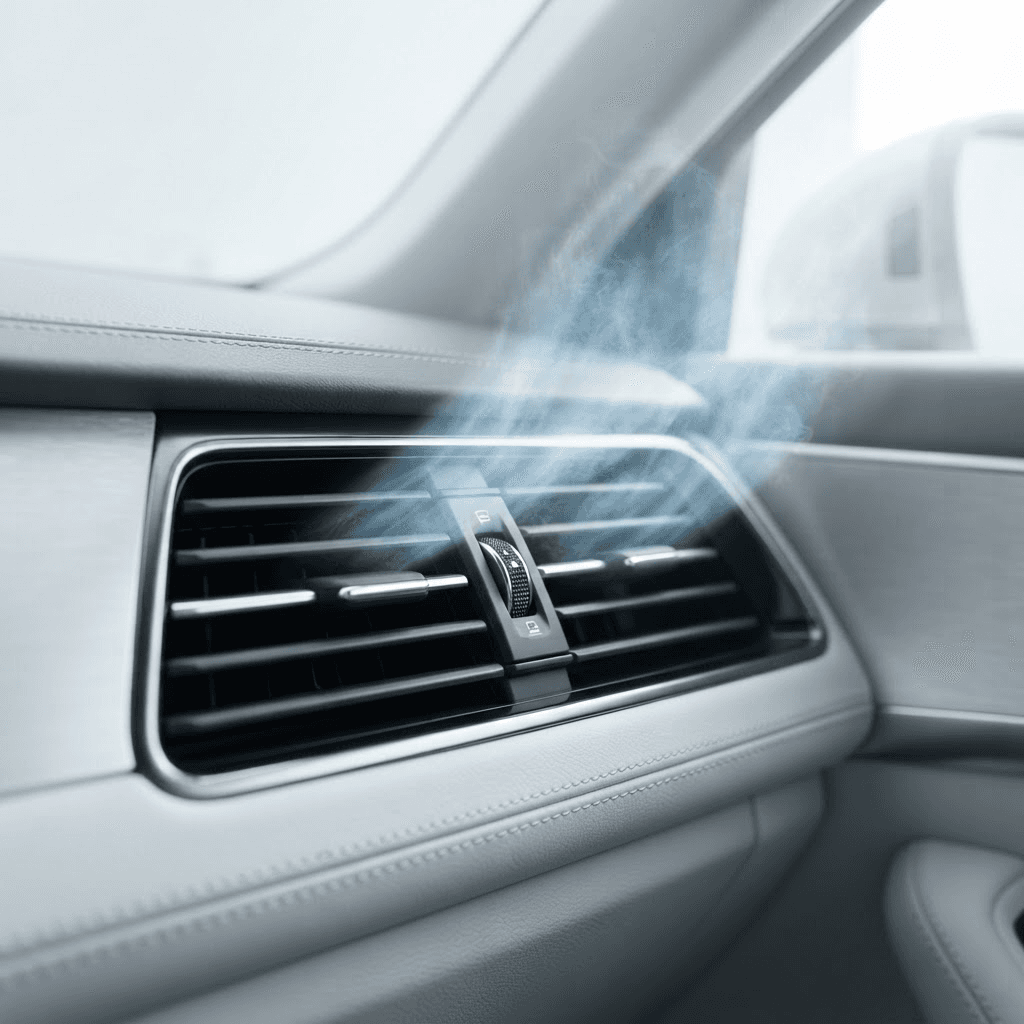 Mechaniker wartet Klimaanlage eines Autos