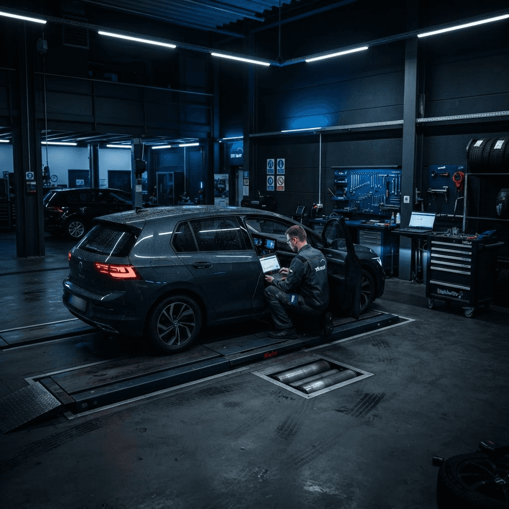 Fahrzeug bei der Hauptuntersuchung in der Autoklinik Reutlingen